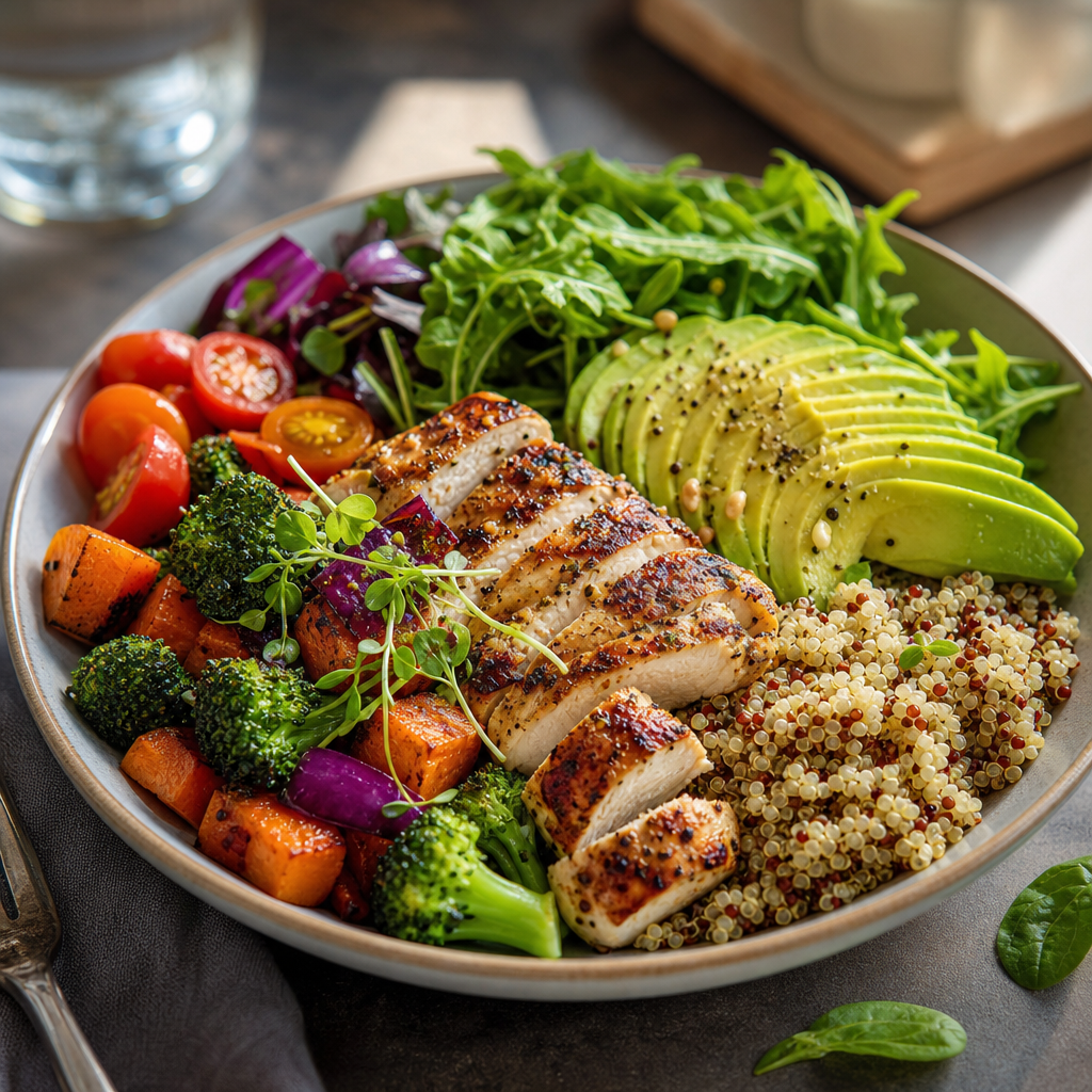 Iphutha elilinganiselwe lokwehlisa isisindo elinokudla okunempilo okune-proteins, ama-carbs, namafutha anempilo.